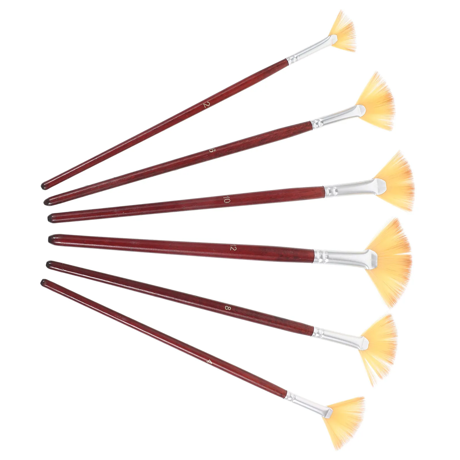 Fan Paint Brush Set 6 Piece Nylon Bristles Ergonomic Handles for Oil Watercolor Acrylic Art Supplies