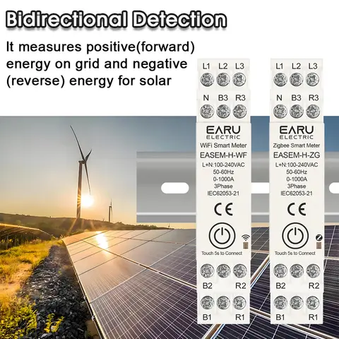 Tuya Smart WiFi ZigBee energimätare med 3 CT-klämmor för solcellssystem, strömproduktion, förbrukning, dubbelriktad övervakning 6 best sales solenergimätare DC wifi - №6