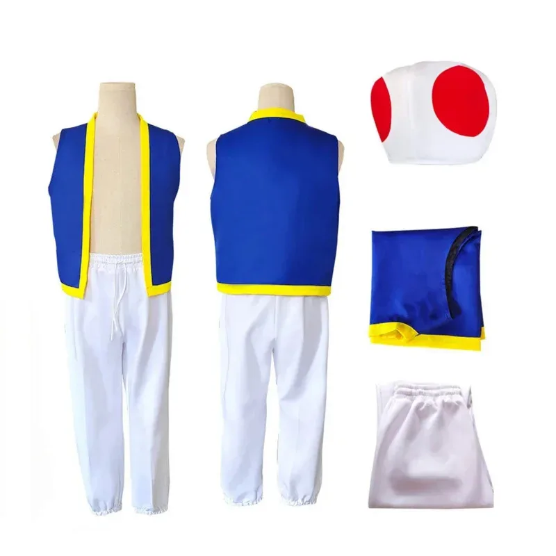

Game Kinopio Toad Cosplay Costume Uniform Hat Full Set Kids Bros Role Play Fantasia Suit Children Halloween Carnival Party