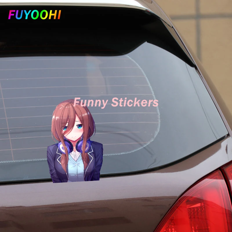 FUYOOHI Exterior/Protection Funny Stickers Miku Nakano The Quintessential Quintuplets Anime Sunscreen PVC Car Decal Car Styling