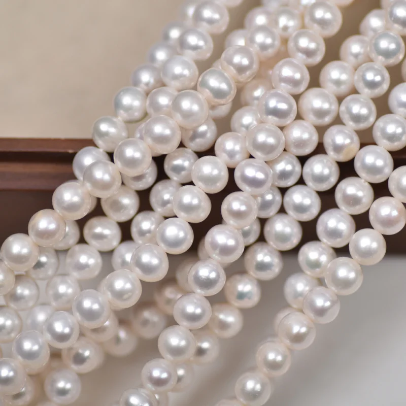 

Zhuji Natural Pearl Strong Luster Freshwater Near-Round Pearl Strand Approx6mmScattered beadsdiyNecklace Accessories Beads Whole