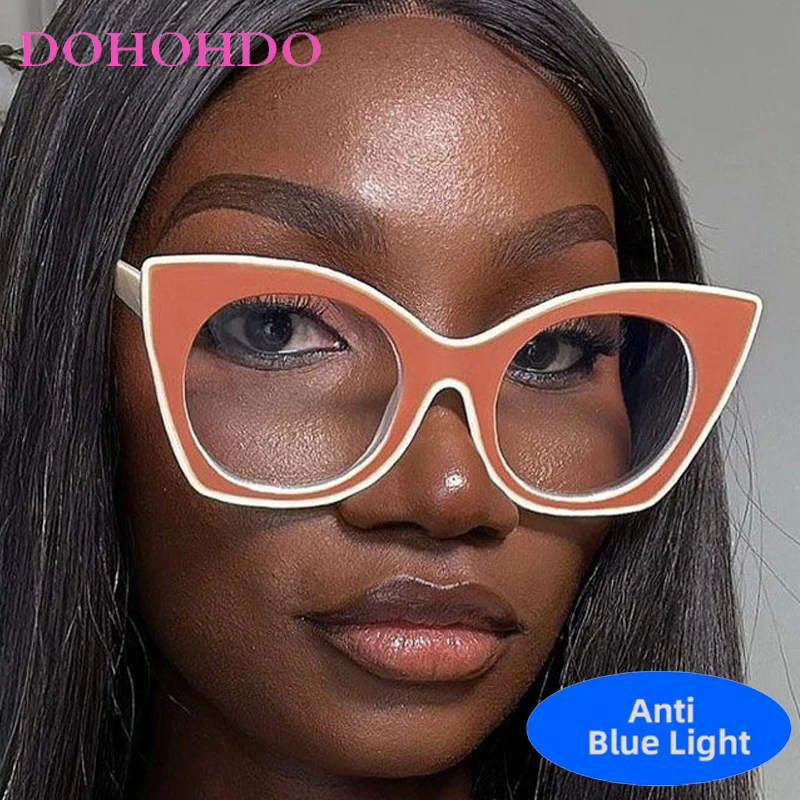 Fashion Assorted Colors Big Cat Eye Blue Light Blocking Glasses Luxury Brand Women Men Play Computer Optical Eyeglasses Lentes - view 2