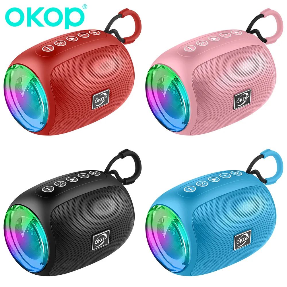 

OKOP Powerful Bluetooth Speaker, Bass Wireless, LED Light, Outdoor Speakers, Subwoofer, Waterproof Sound Box Support led 시계 탁상