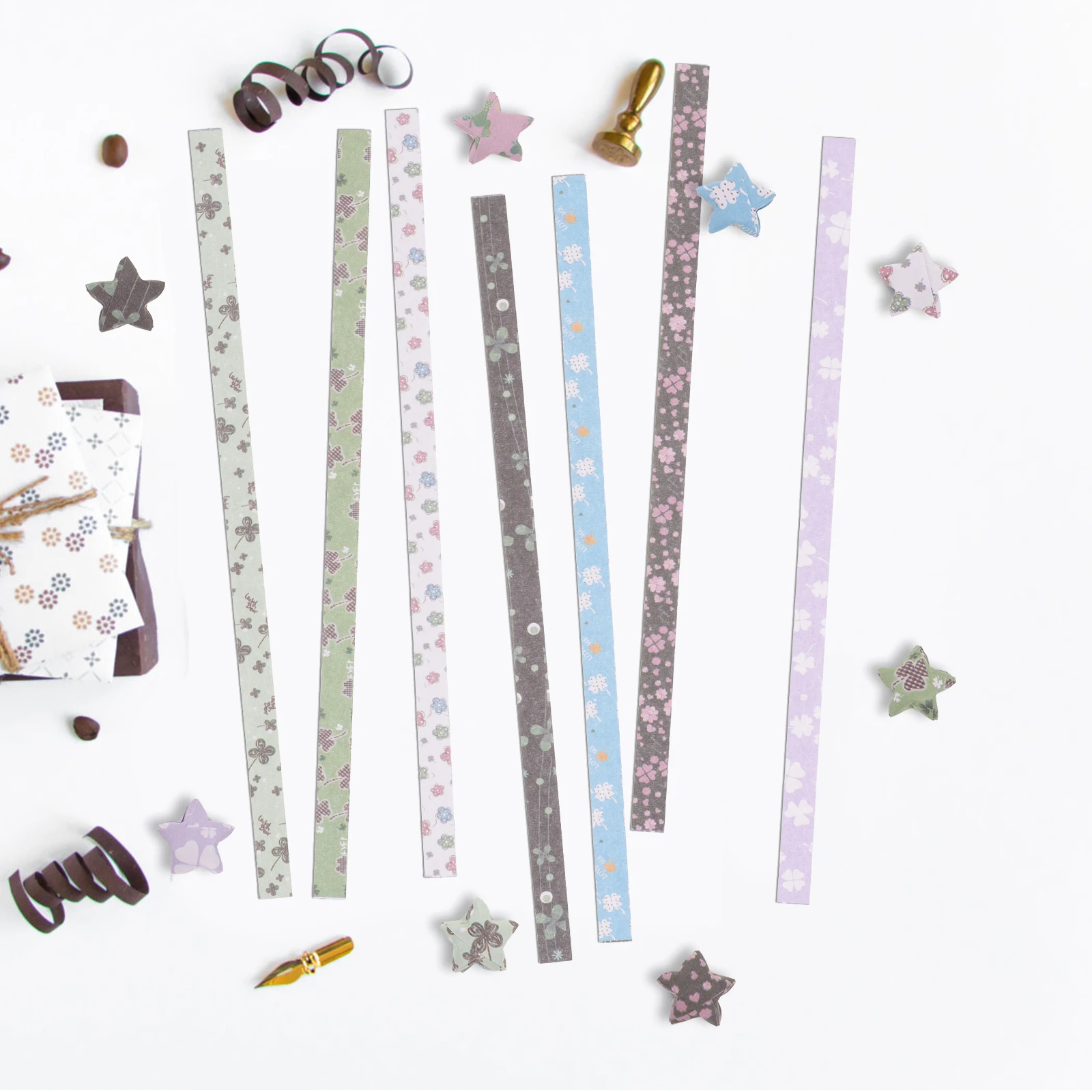 

540pcs Four Leaf Star Paper Strips Students Children Folding Crafts Decorative Festival Hand Art DIY Projects Home