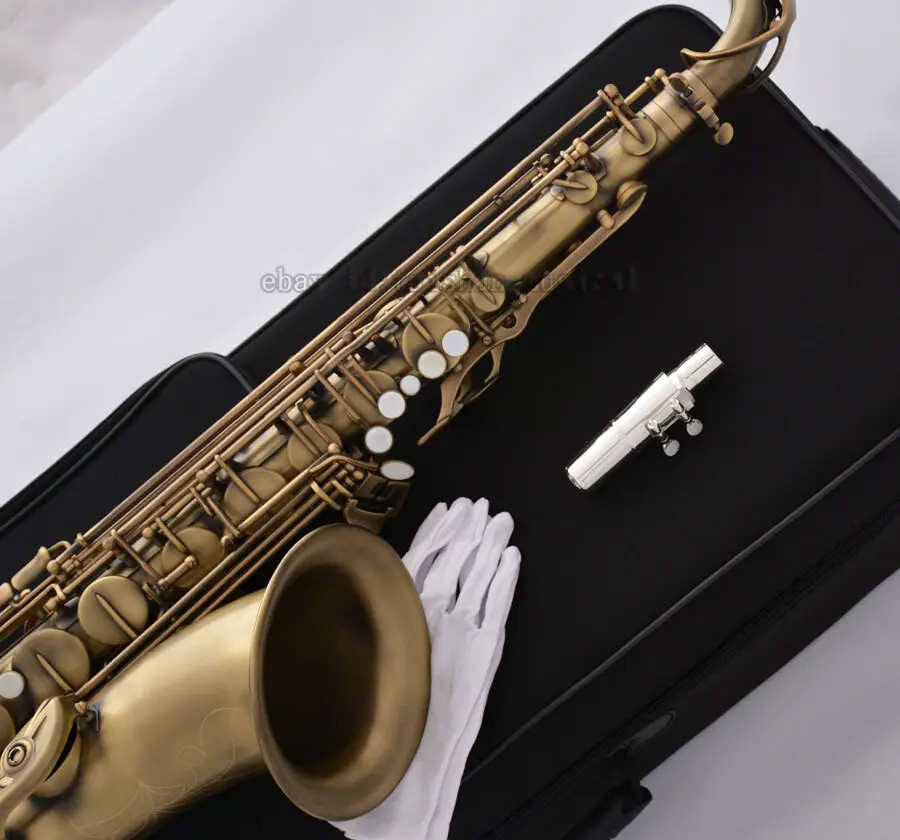 

Professional Antique bronze Tenor Saxophone Pearl Key Bb High F# Sax Metal Mouth 2025