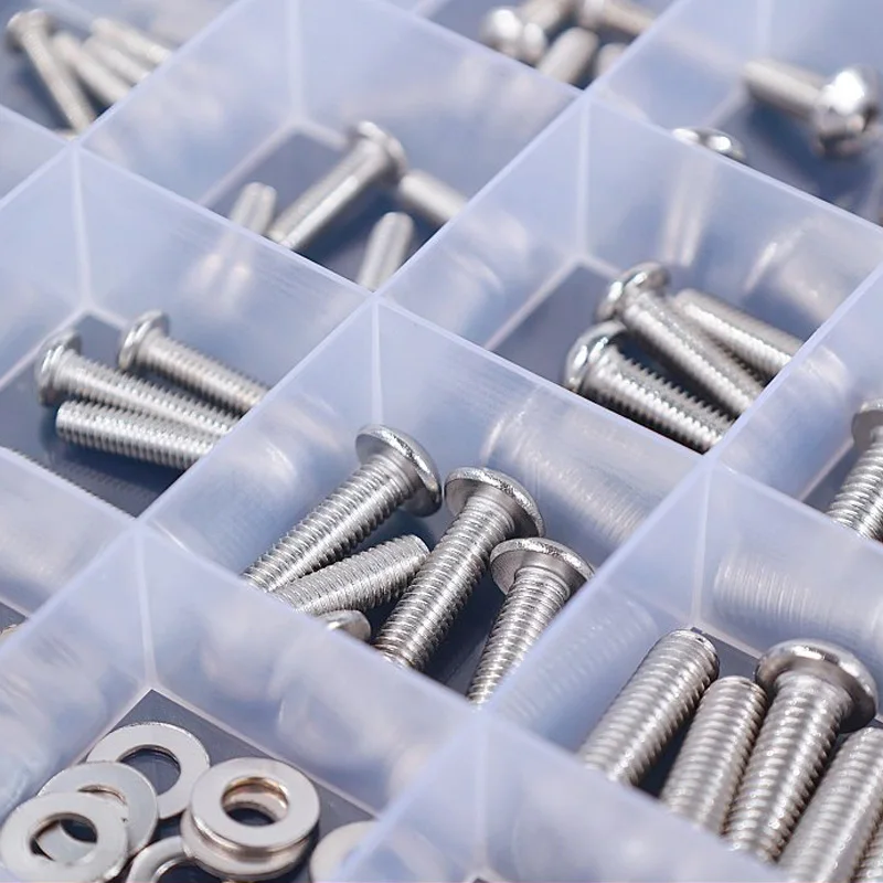 Screws Washer and Nut Assortment Kit，M3 M4 M5 M6 304 Stainless Steel Phillips Pan Head Machine Screw Sets for 3D Printer DIY
