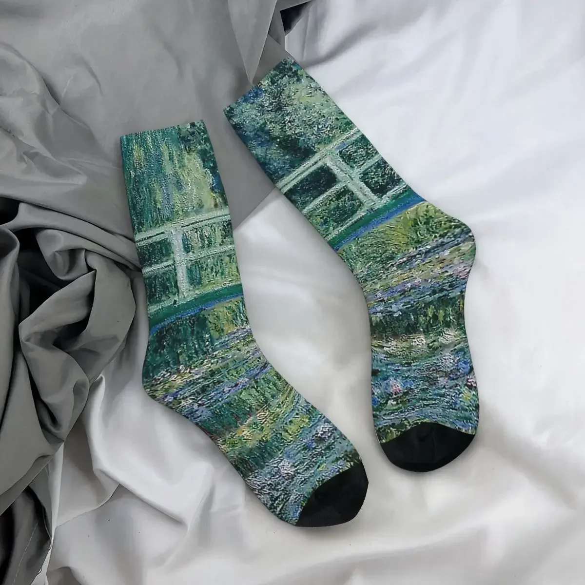 Claude Monet Sokken Harajuku Zweet Absorberende Kousen Hele Seizoen Lang Sokken Accessoires Voor Unisex Verjaardagscadeau