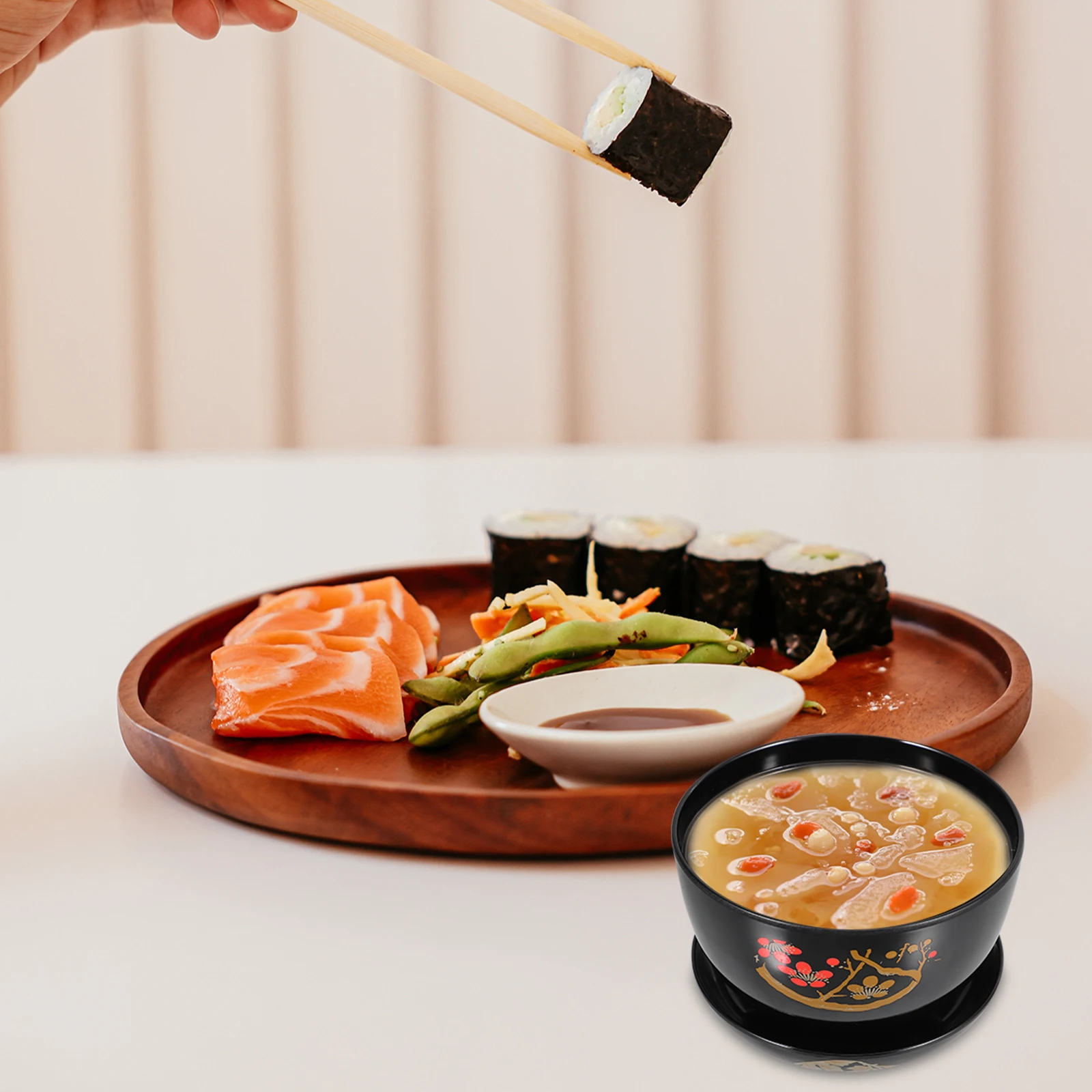 

Japanese Soup Bowl Traditional Lidded Food Container Lightweight Non-Slip Kitchen Dining Rice Bowl for Home Restaurant Use