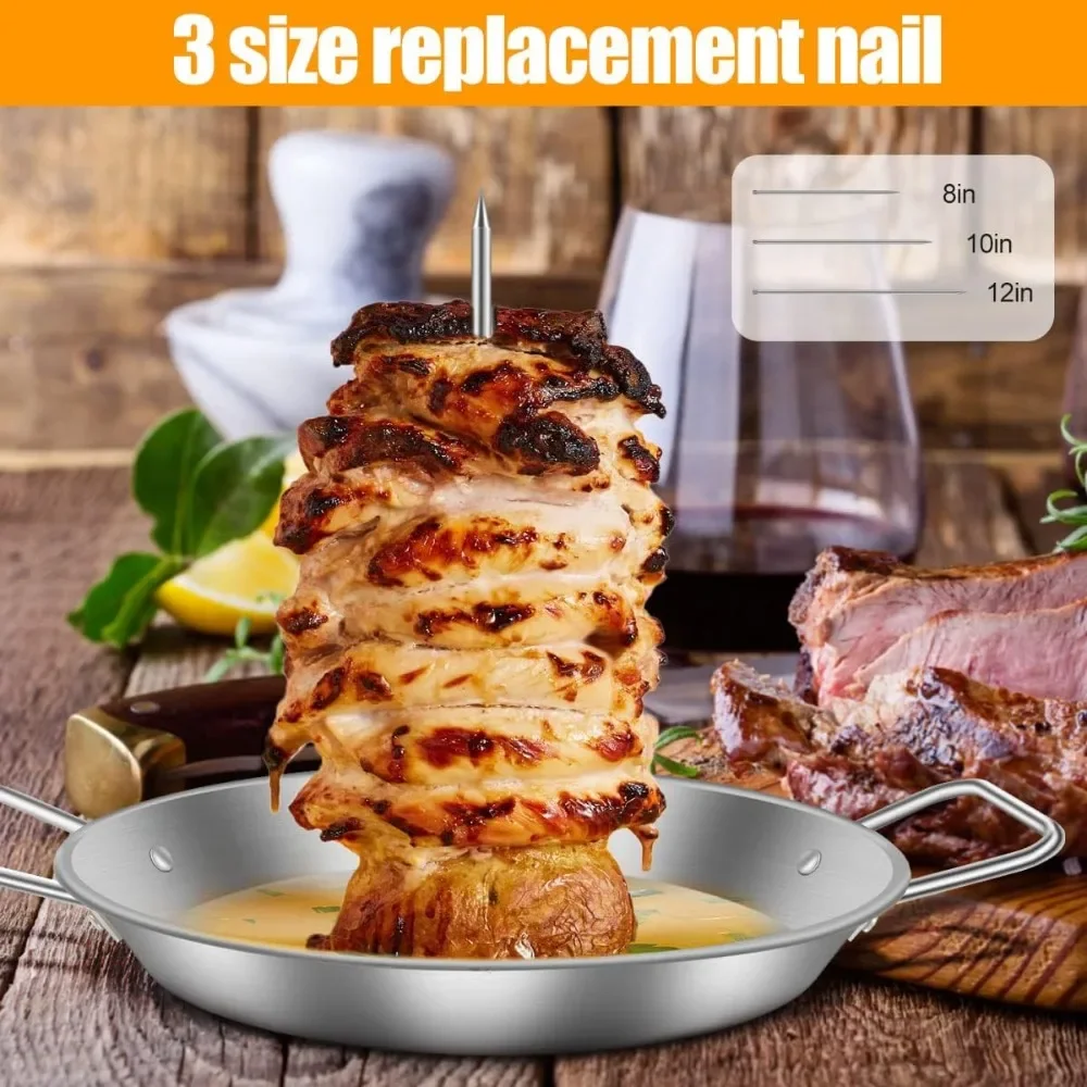 Stainless Steel Vertical Skewer Grill Durable Brazilian Barbecue Chicken Barbecue Tray for Family Reunion Outdoor Barbecue Tools