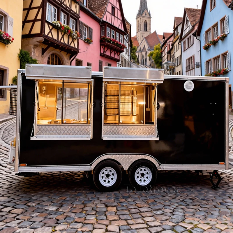 

Customizable Sweet Snack Curved Commercial Food Truck Outdoor Mobile Food Truck Trailer Mobile Food Trailer with Umbrella