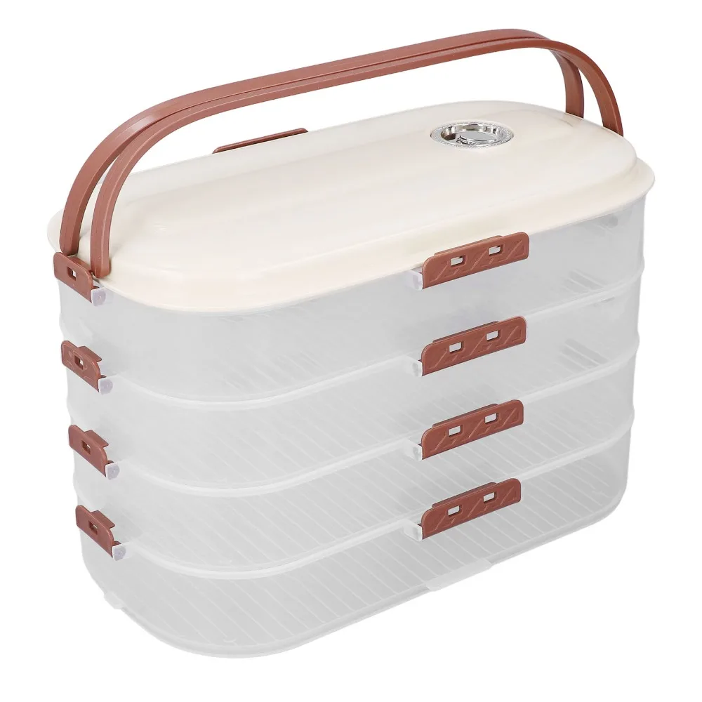 Reusable 4 Layers Food Storage Container PP Airtight Lid Dumpling Storage Box Cookie Storage Container Freezer Use
