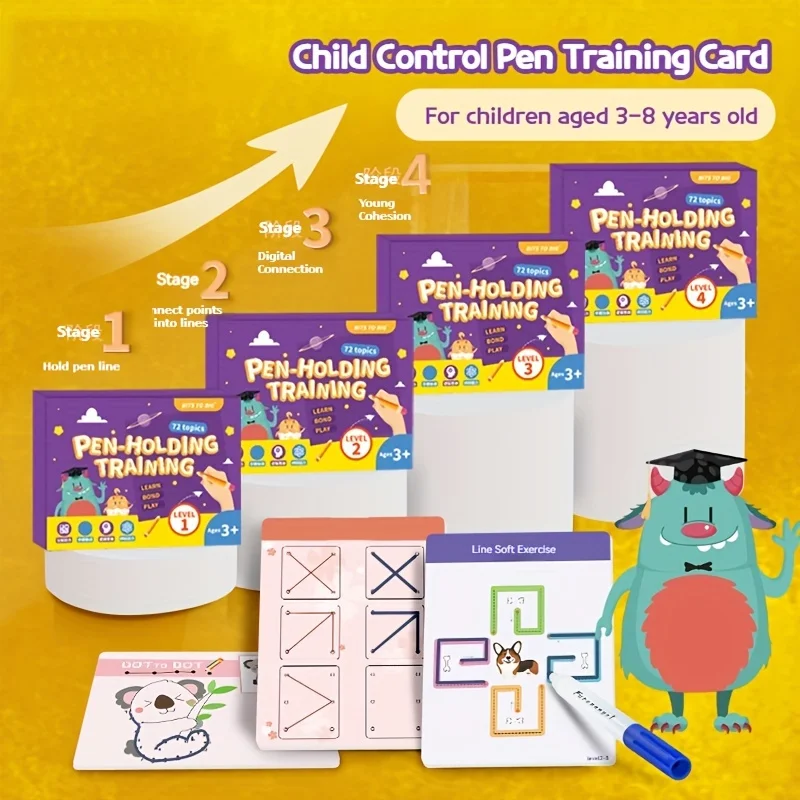 

1pc Fun Pen Control Training Book For Toddlers, Concentration Training , Drawing, Repeated Erasable, Dot Line