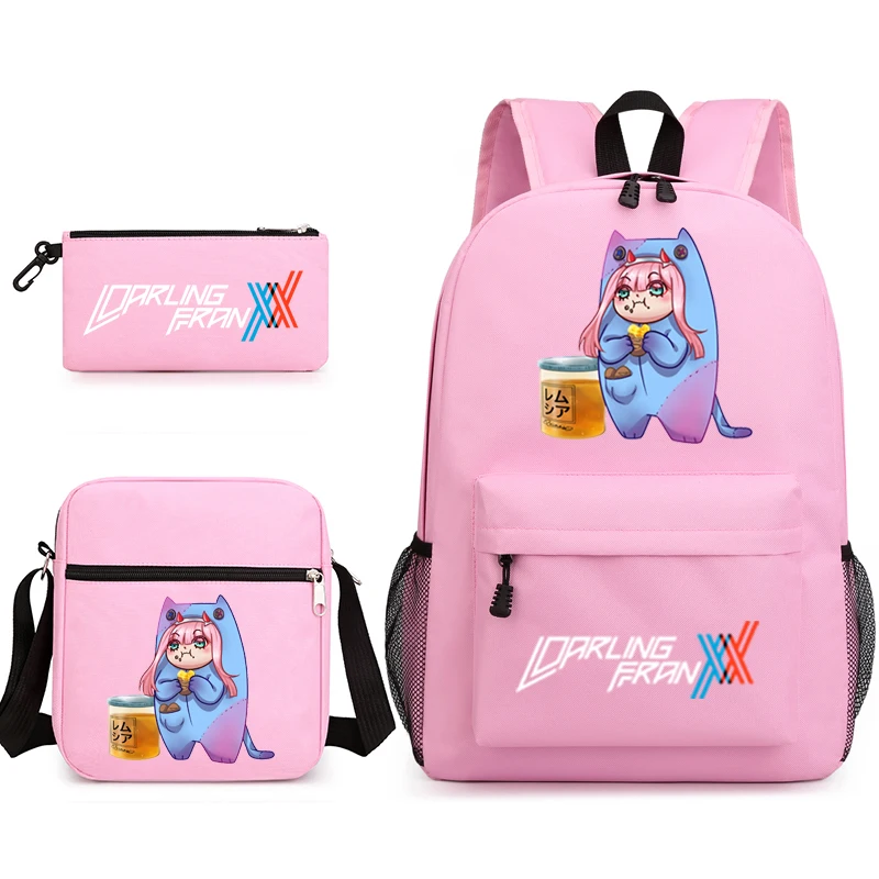 

zero two3 piece set canvas backpack suitable for children boys and girls popular student school bags school supplies