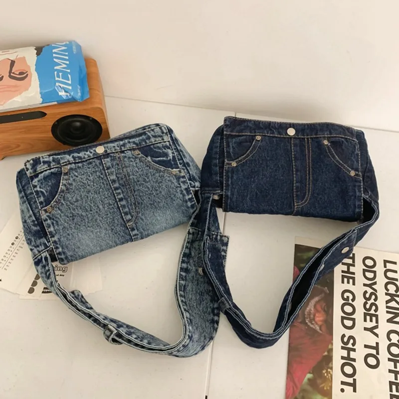 Women's One Shoulder Diagonal Straddle Bag Tote Bag Fashionable Denim Bag Solid Color Versatile Large Capacity Personalized