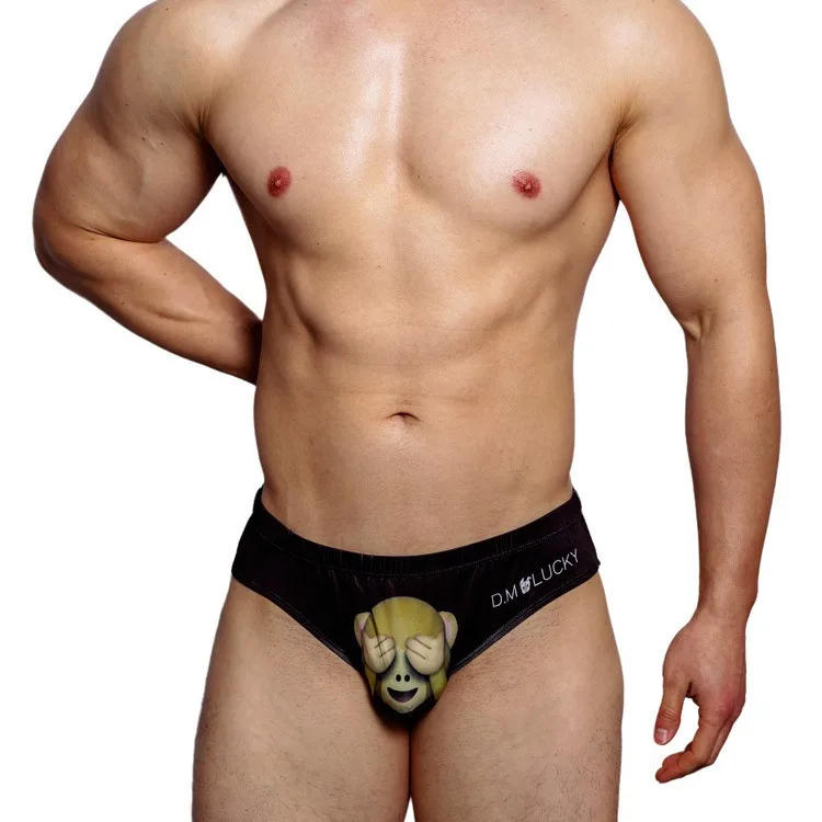 

Fashion Gay Male Personality Men's Animal Cat Fruit Banana Pattern Smooth Brief Comfortable Low Waist Sexy Underwear