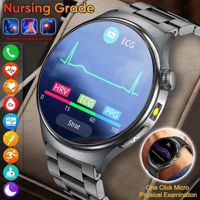 

2026 New Upgraded ECG Health Monitoring 1.43" AMOLED Screen Uric Acid Blood Pressure Blood Oxygen Heart Health Check Smart Watch
