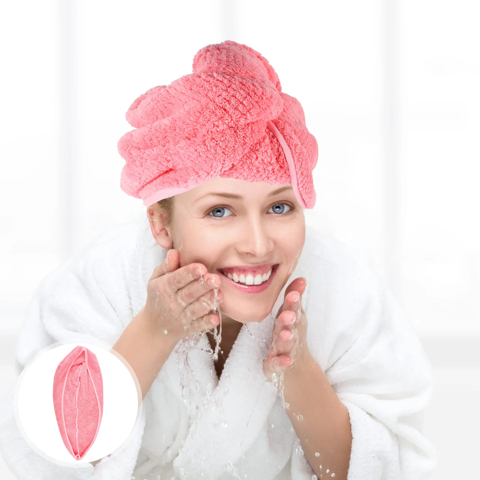 

Quick Dry Towel Wrap Bathing Hat With Button Salon Home Use Lightweight Hair Drying Cap Shower Hair Wrap Fast Drying Bathing Cap