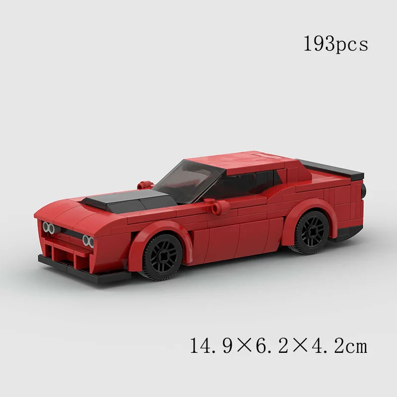 

Dodge challenger devil RED Demon Charger Dom racing Championed Racer Building Blocks Creative Garage Toys Technology Modular
