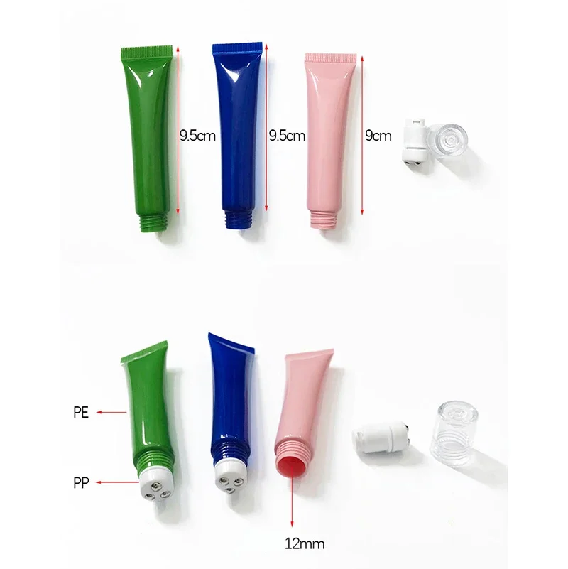 20ml Empty Perfume Roll on Bottle Makeup Eye Cream Massage Essential Oil Roller Container Green Blue White Pink