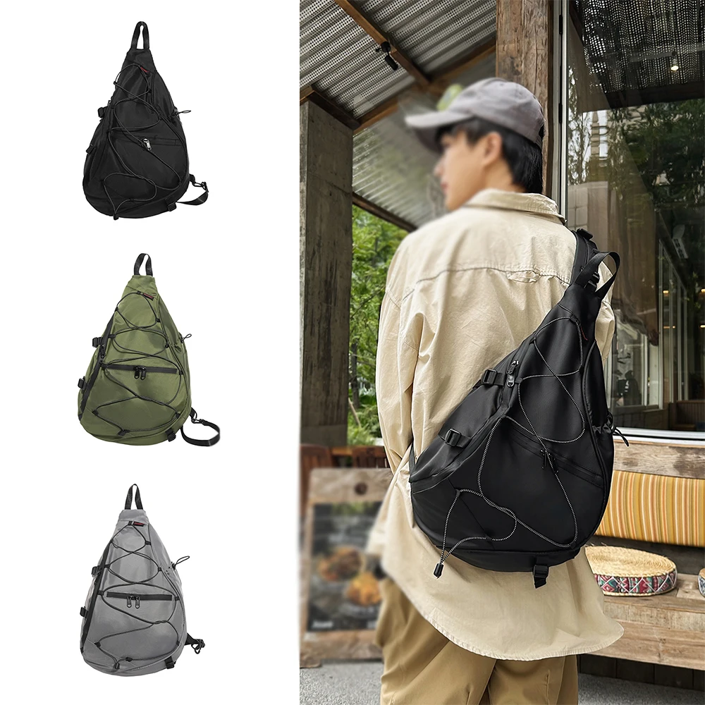 Sling Bag Crossbody Backpack Nylon Material Multi Pockets Adjustable Strap Outdoor Daily Trip