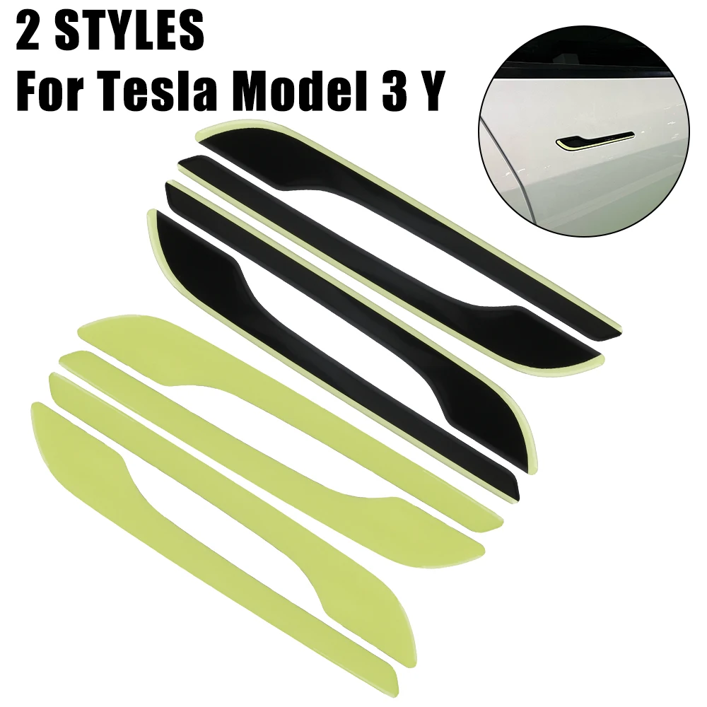 Protector Sticker Door Handle Cover Auto Styling Accessorie Car Sticker 2022 Luminous Handle Kit For Tesla Model 3 Model Y