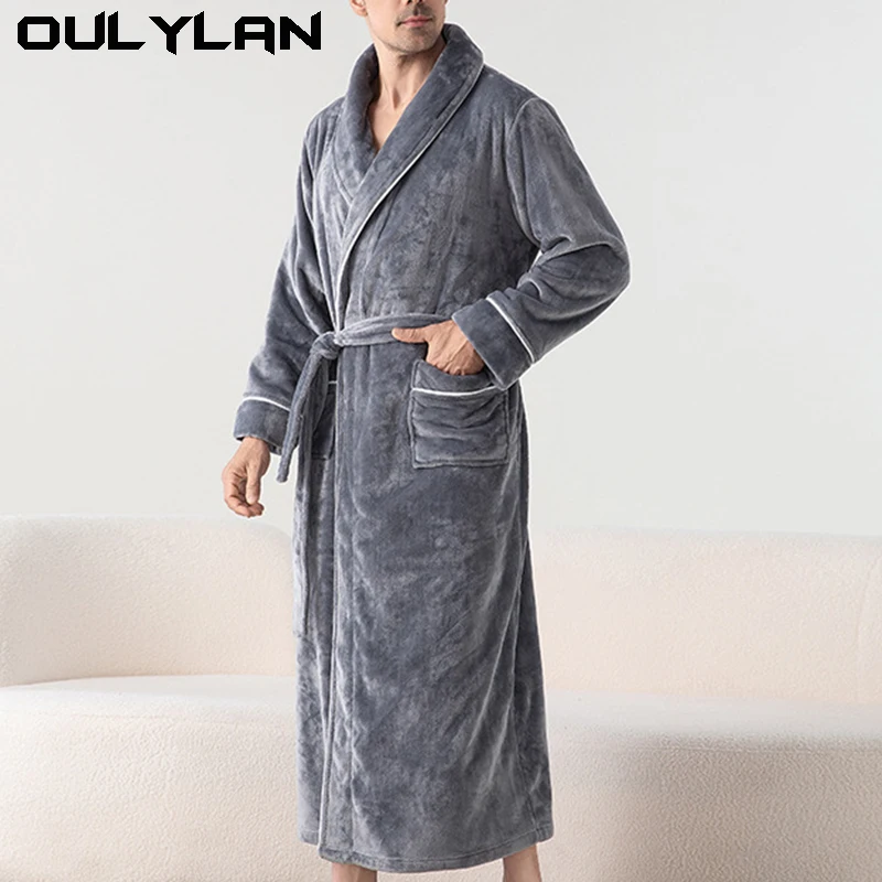 Winter pajama Bathrobe Autumn/Winter couples Coral velvet bathrobe Flannel women's thickened and Long men's bathrobe 2024