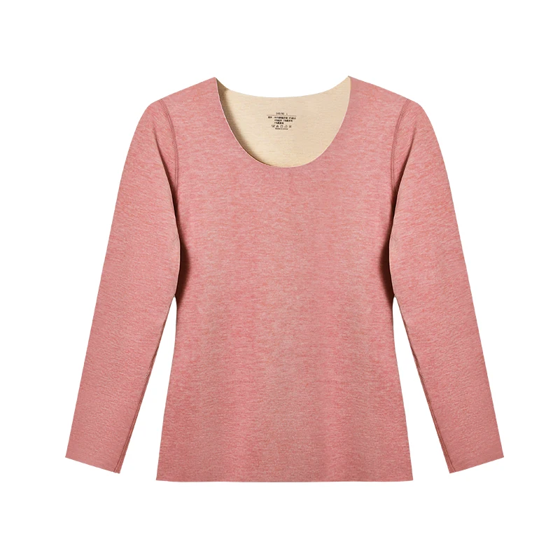 Damen-Thermounterwäsche, nahtlose Innenbekleidung, mit Fleece gefütterte und verdickte Basisschicht für Herbst und Winter, einteiliges Woll-Thermooberteil für Damen