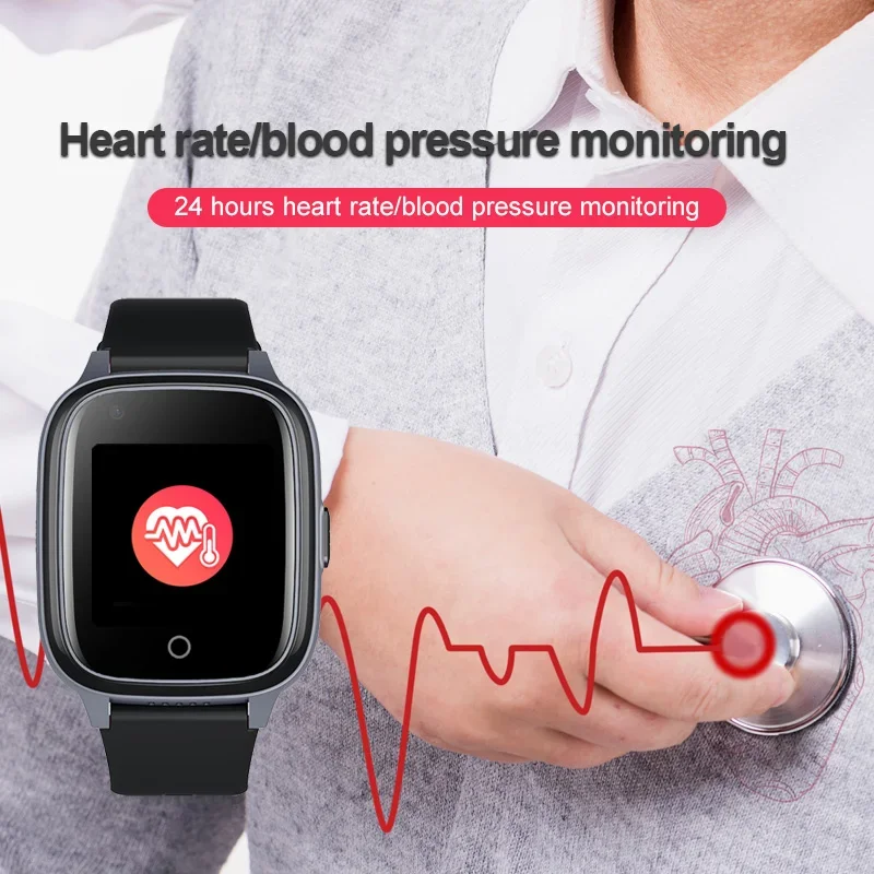 4G Sim Card Elderly Smart Watch Phone - Elderly Safety & Health Watch with Blood Pressure Monitoring