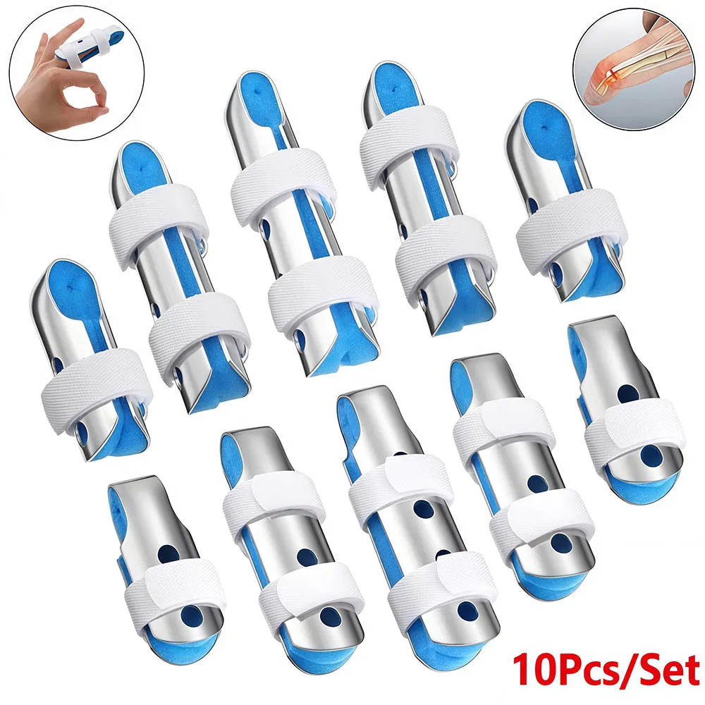 

10PCS Finger Splint Brace Frog Phalanx Posture Corrector Aluminium Toad Finger Protect Support Recovery Injury Malleable Belt
