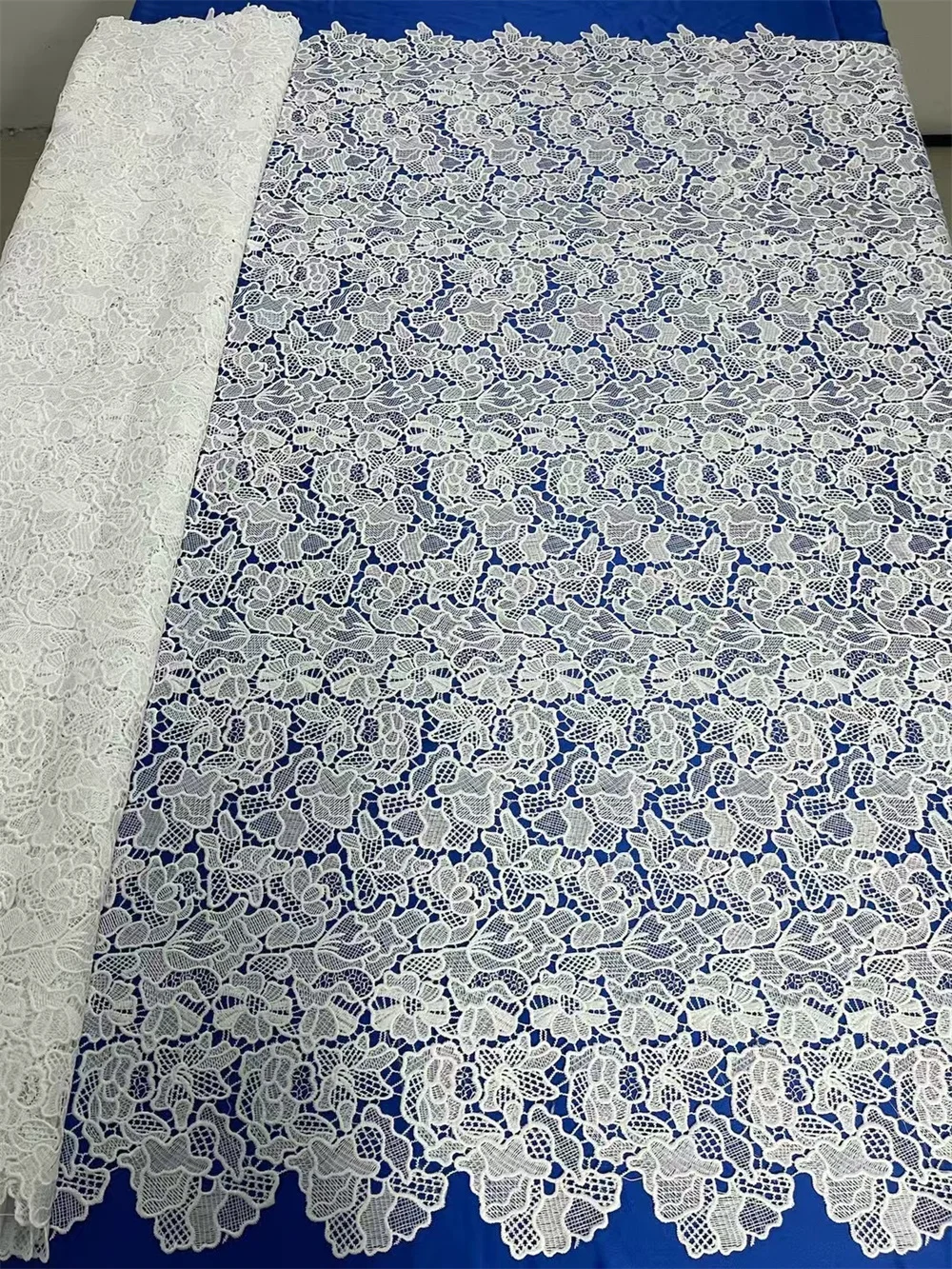 White Guipure Lace Fabric 2025 Latest Design African Guipure 2024 Novelty Nigerian Cord Lace Fabric For Wedding Dress 5y W401-1