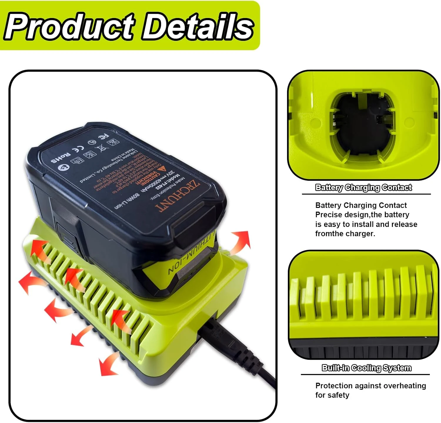 P117 18-Volt Schnellladegerät Ersatz für Ryobi 12V-18V Akku One Plus Lithium-Ionen/NiCad/NiMh Akku Mit US/EU/UK/AU Stecker – Detail 7