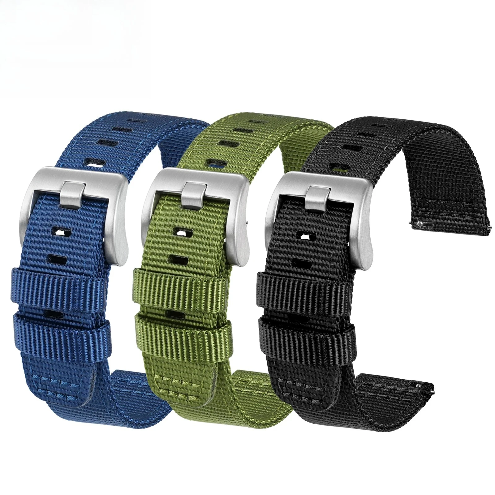 حزام نايلون رياضي عسكري سريع الإصدار 20/22 ملم - حزام قماش منسوج لساعة أوميغا، لساعة هواوي جي تي (رجال)