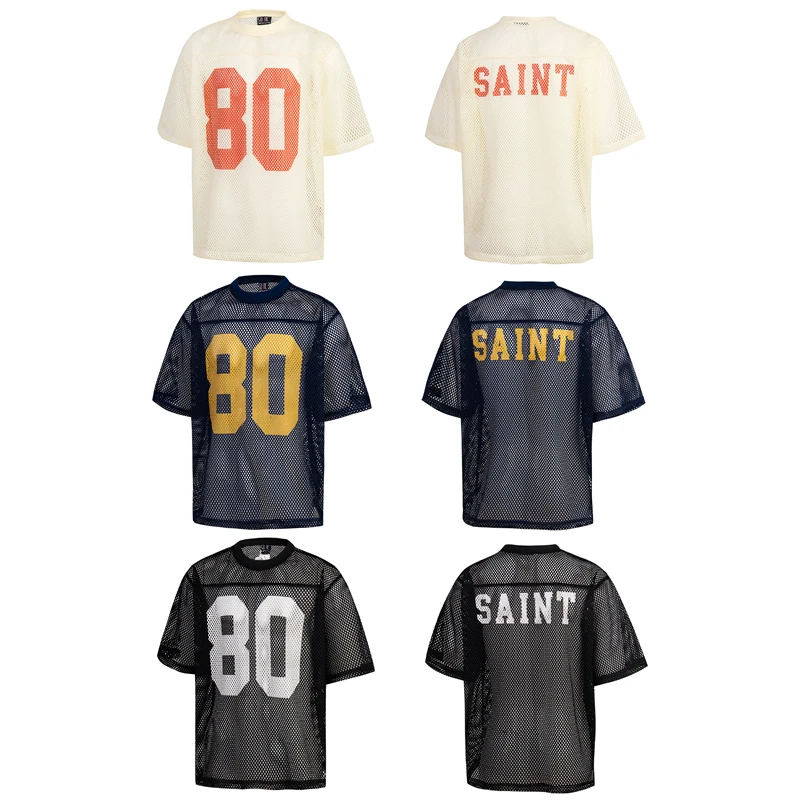 

ex Me Hollow out Rugby Jersey T-irt Printed Digital Letter Tee Loose Fit Cotton ort Sve round Ne Summer Youth