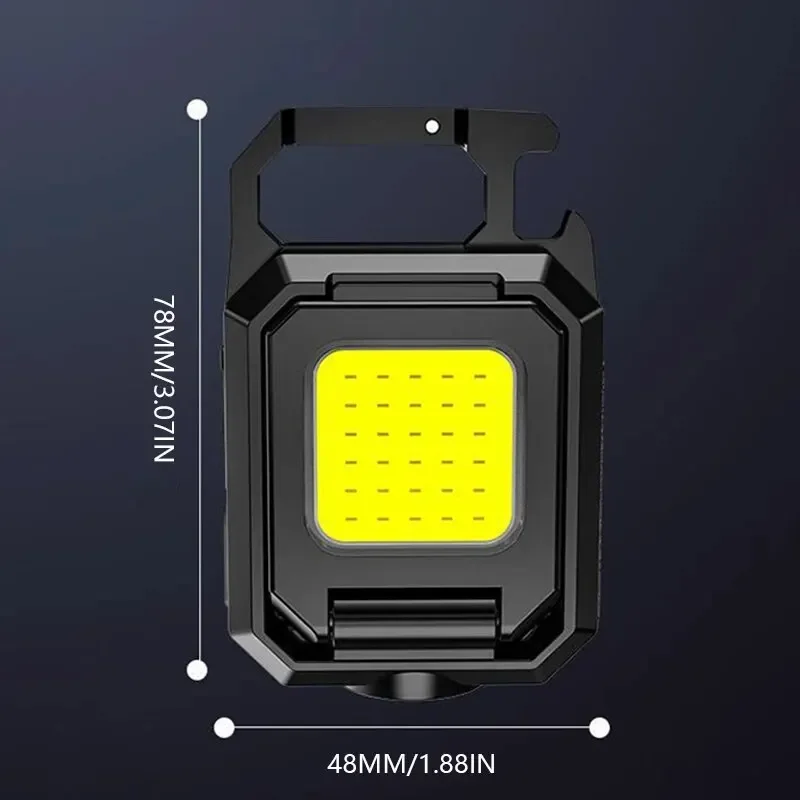 ミニLED懐中電灯キーホルダー,ダブル穂軸ライト,USB充電式,作業灯,マグネット付き釣りランタン,内蔵バッテリー