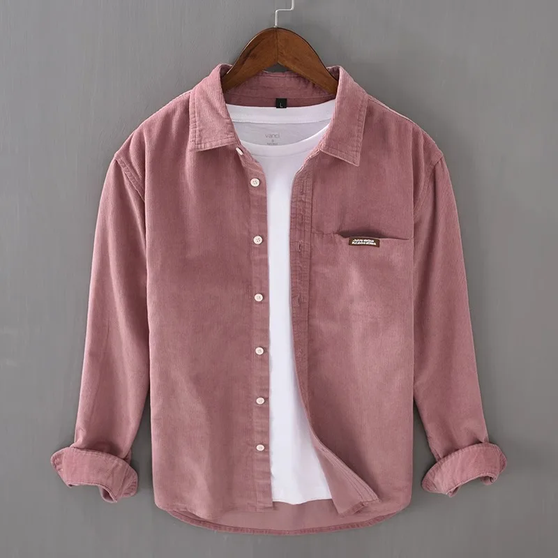 

Retro Japanese Sle Long Sve Cotton Flannel irt Men's Casual Wear Spring Autumn Couple's Outerwear Comfortable Breathable