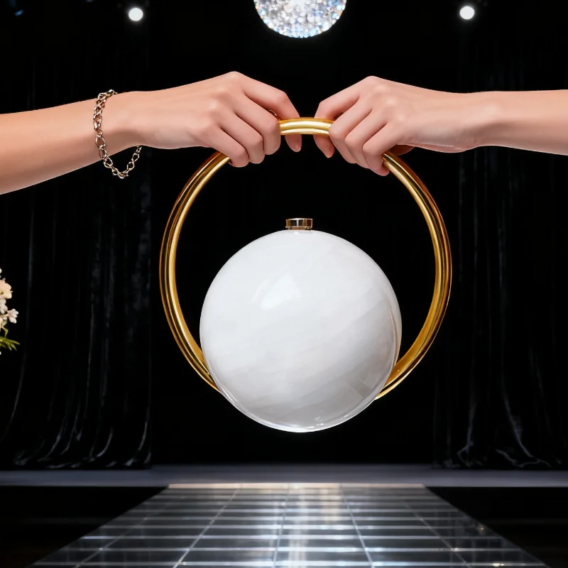 

Brand Banquet Bag Creative Spherical Marble Pattern Simple Handbag Fashion Luxury High-end Elegant Women Wallet New Shoulder Bag