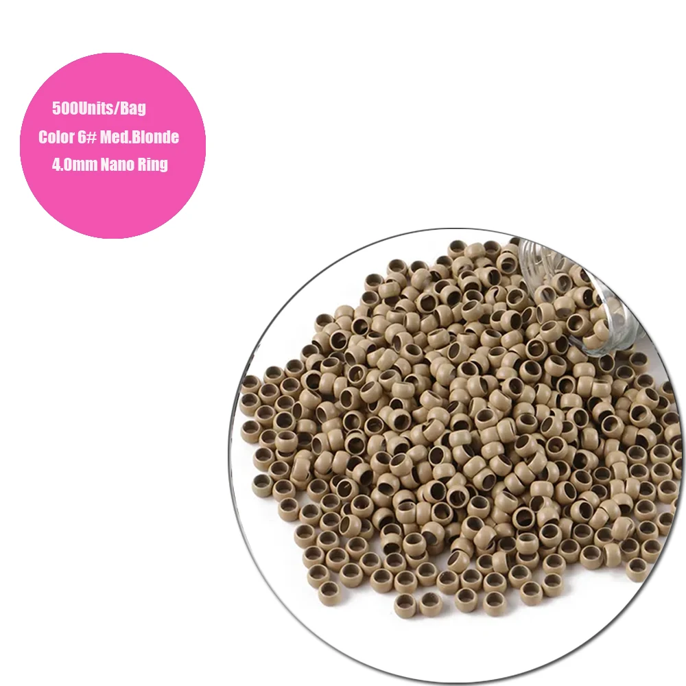 4.0mm Copper  Nano Rings  500Pcs Nano Beads Micro Ring Beads Hair Extensions Beads Copper Micro Links Beads for Hair Extensions 