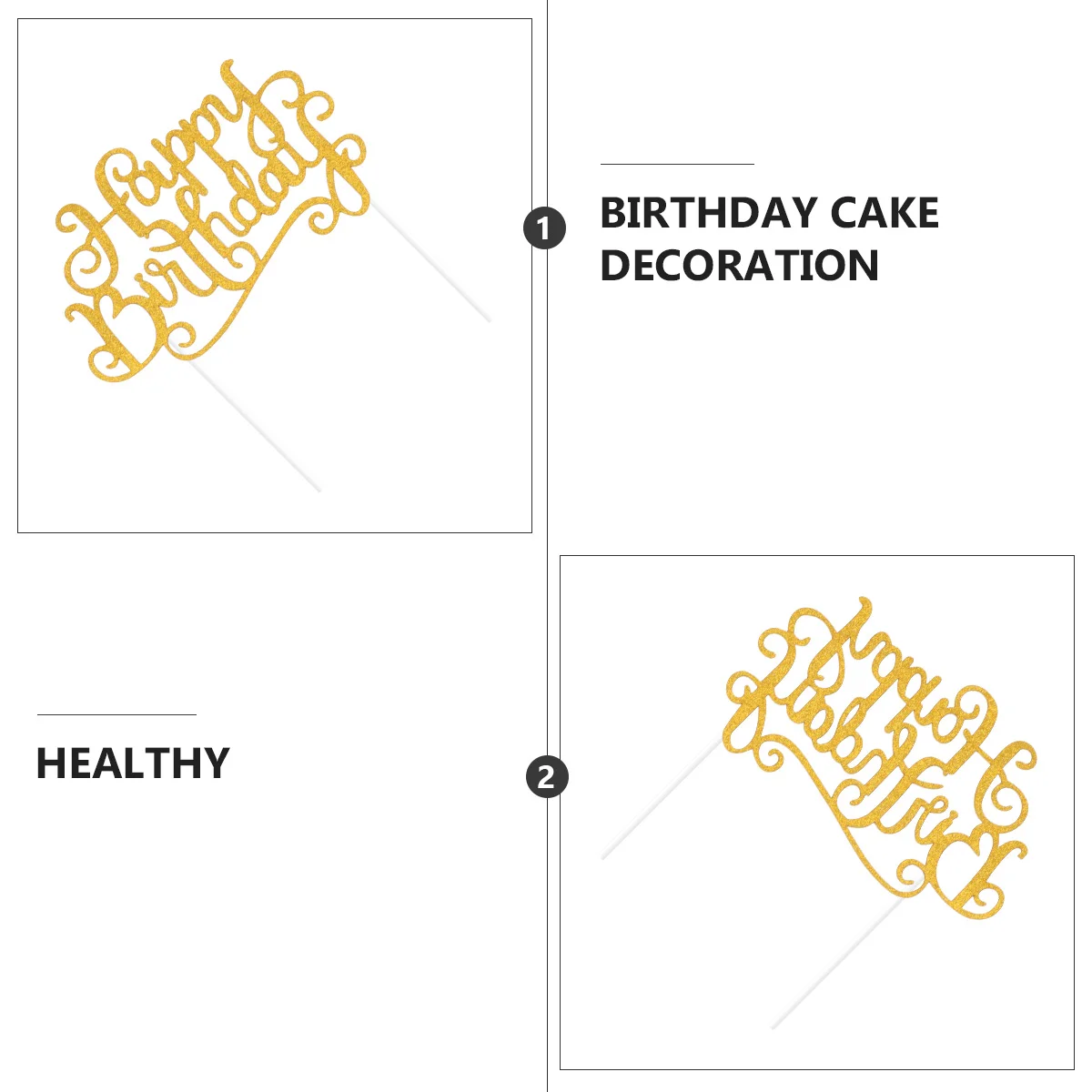 

50pcs Cake Decorations Happy Birthday Topper Insert Card Golden Glitter Cupcake Decorations Party Supplies Kids Birthday Baby