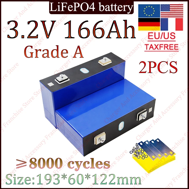 

2 шт. Фирменная Новинка 3,2 В 166 Ач 170 Ач LiFePO4 аккумуляторная батарея для DIY 12 В инвертор солнечной энергии портативная батарея без TAX бесплатно