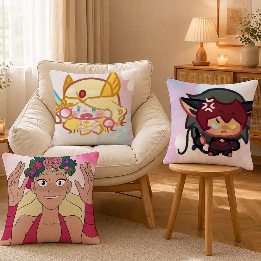 Cartoon She Ra Hero Adventure Cushion Cover Personalized Short Plush Soft Bedroom Sofa Home Decor Gift