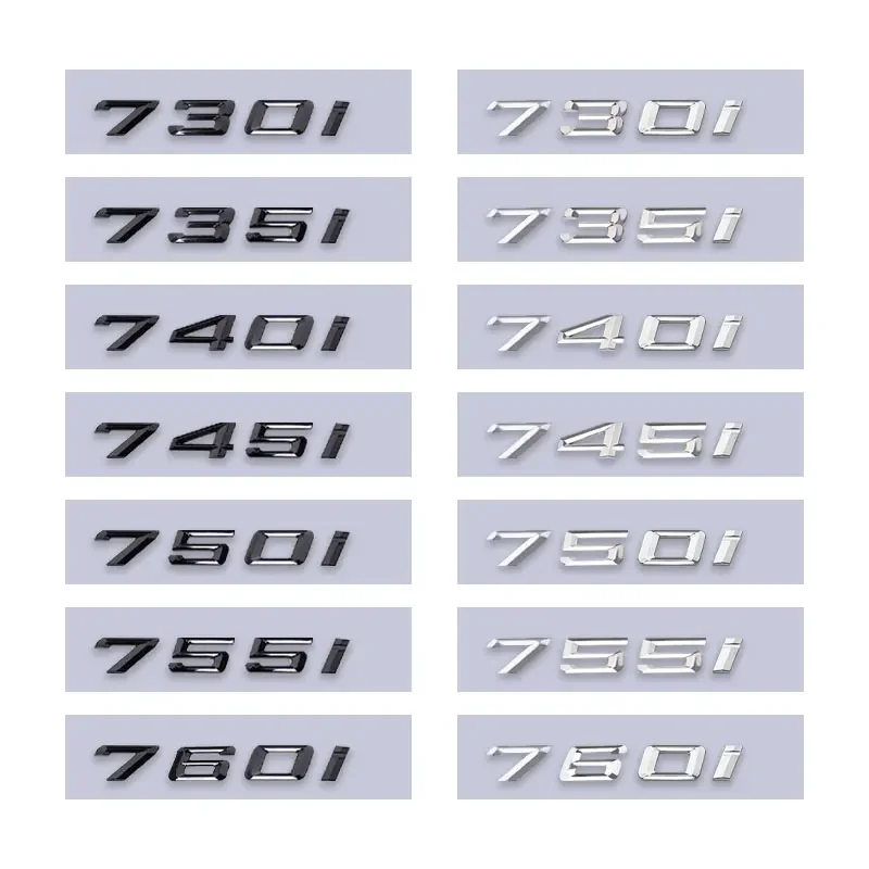 

730i 735i 740i 745i 750i 755i 760i car trunk stickers for 3 5 6 series e46 e90 e60 f10 f30 e92 rear boot displacement label