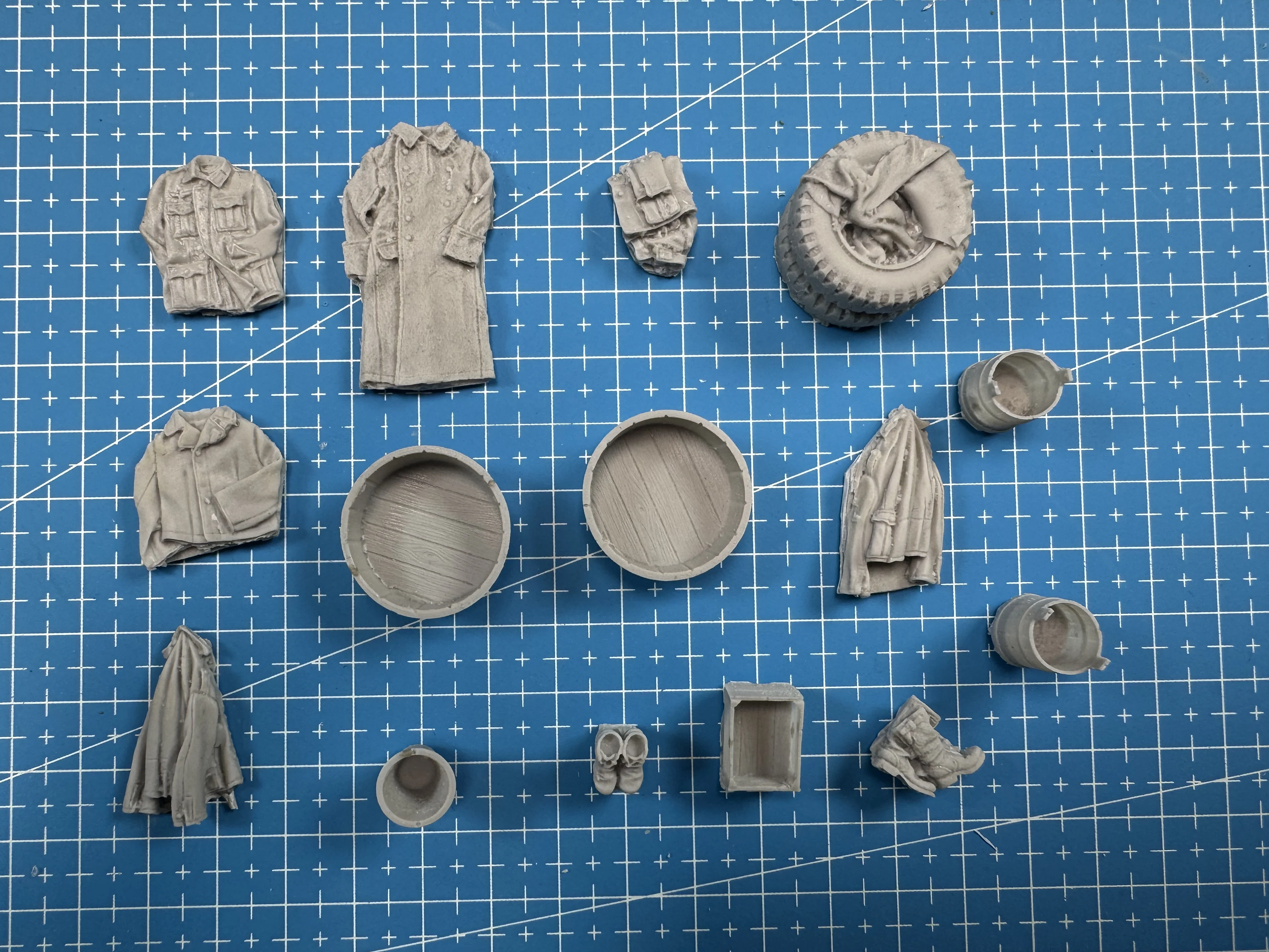 Kit de montagem de modelo de resina fundida 1:35, GK, roupas de resina e acumulação de bacia de madeira, sem pintura, requerindo montagem