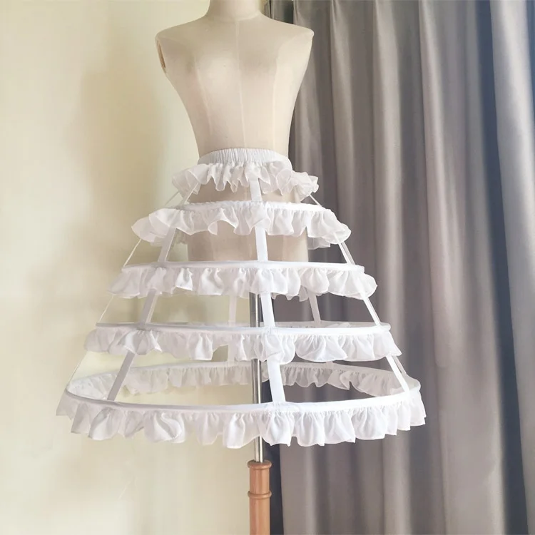 Long Cosplay Steel Boned Crinoline Skirt Sweet Hoop Petticoat with Ruffles