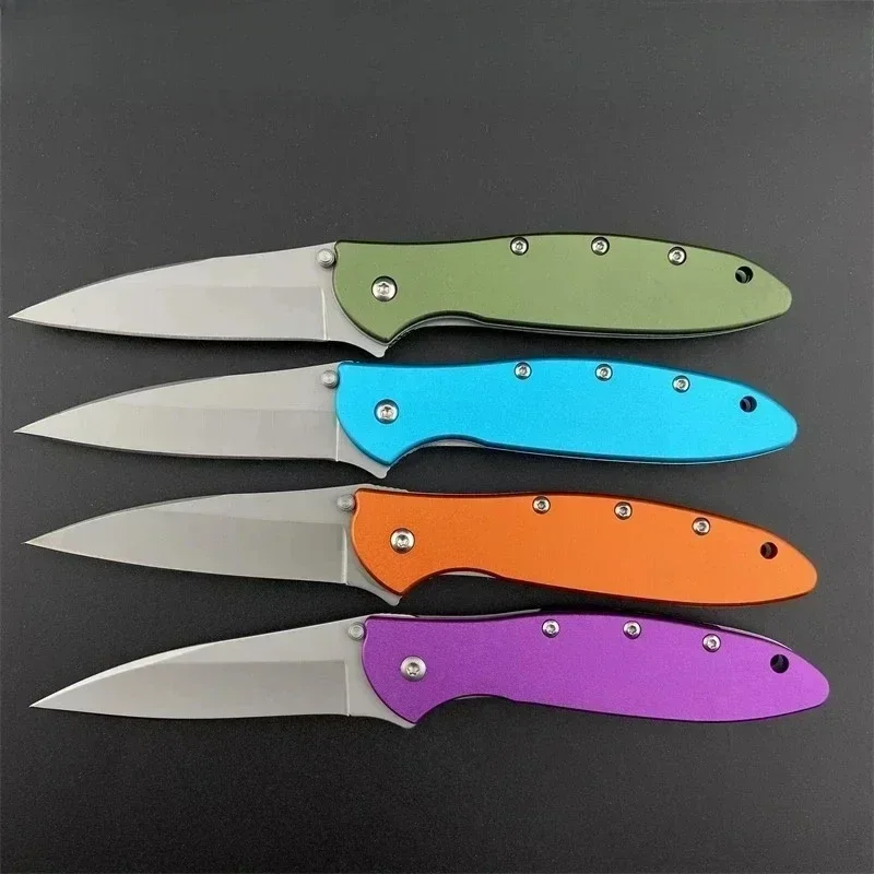 KS Leek 1660 Aluminum Folding Knife 8Cr13Mov Blade EDC Knife Window Breaker Self-Defense Tool Outdoor Fishing Knife Men's Gifts