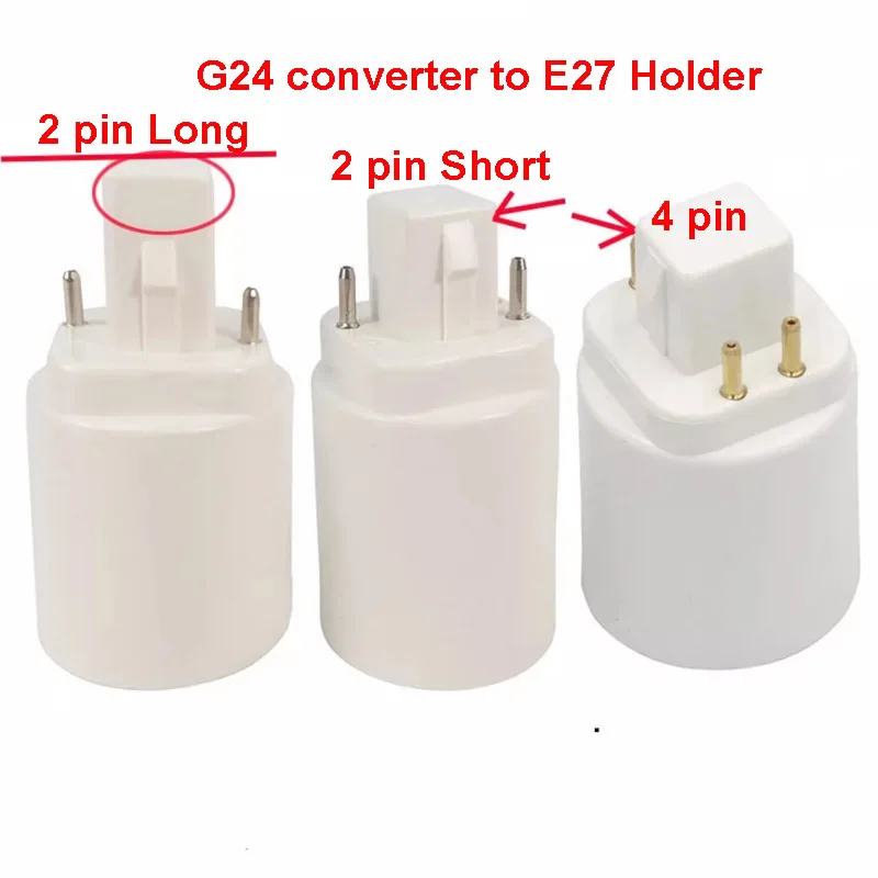 5PCS G24 Lamp Holder Converter E27 G24 Base Converter to E27 Base Lamp Holder 2-pin 4-pin  Long  Pin Short Pin