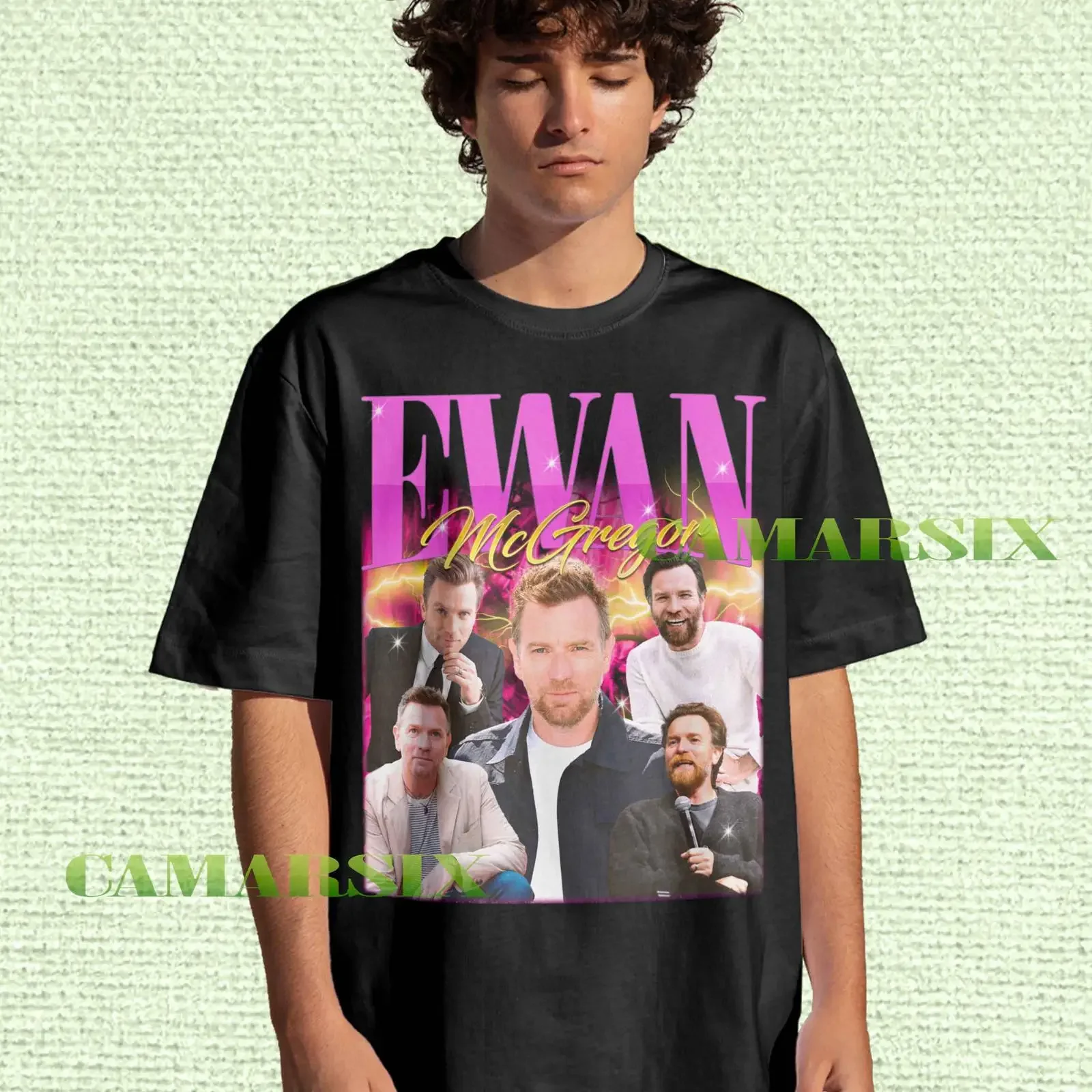 Vintage 90s Bootleg Ewan McGregor T shirt Retro Actor Fans Casual   vintage Washed Slightly fashion streetwear