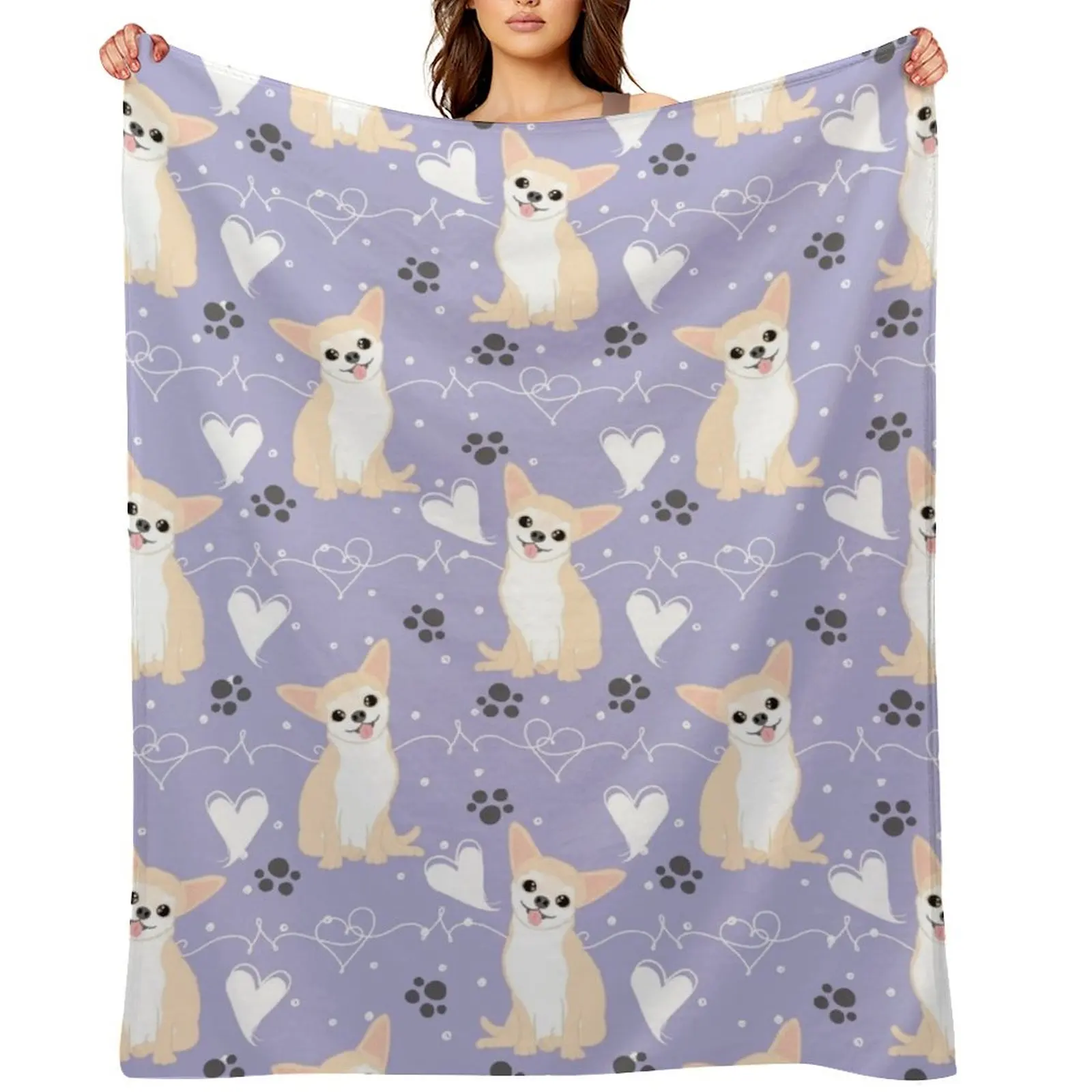 

LOVE Fawn Cream White Chihuahua 2 Throw Blanket sofa bed Heavy Comforter Fashion Sofas Blankets