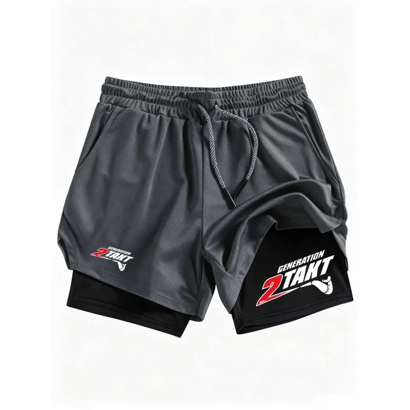 Running Jogging Pants Double-deck Shorts Summer 2-In-1 Gym Workout Shorts for Men Summer Athletic Fitness Towel Loop Activewear