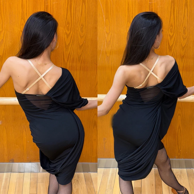 Robe de concours de danse latine Chacha Sexy, robes de danse de Performance irrégulière pour femmes, vêtements de danse Samba Salsa Rumba SL12653