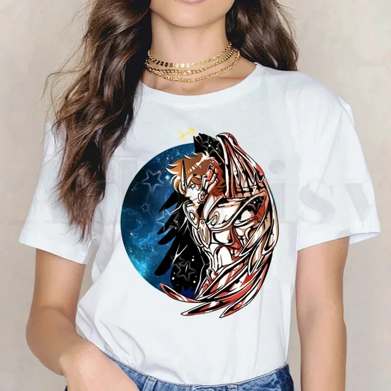 Saint Seiya Knights Of The Zodiac Burn Cosmos Short Sleeve Female Tops Tees Harajuku VintageT Shirts Women\'s T-shirt